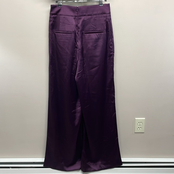 NWT Banana Republic Satin Wide Leg High Rise Trouser Pants Plum Purple 0 - Picture 4 of 16